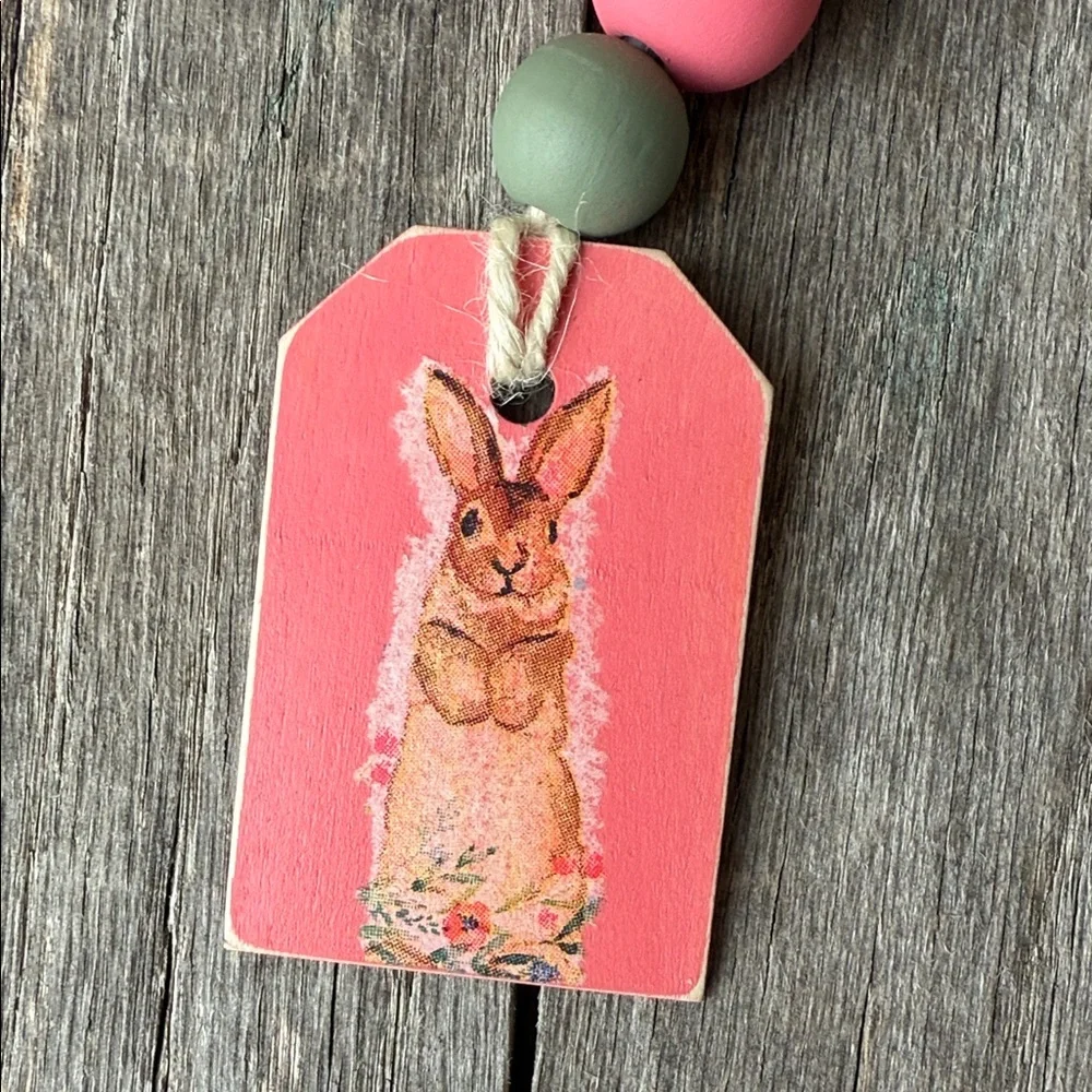 Handmade Farmhouse Decor Inspired Easter Wooden Jute Beads & Tassel